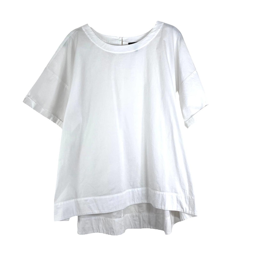EILEEN FISHER Organic Cotton Short-Sleeve Top Blouse Sz XL lagenlook - Picture 2 of 6